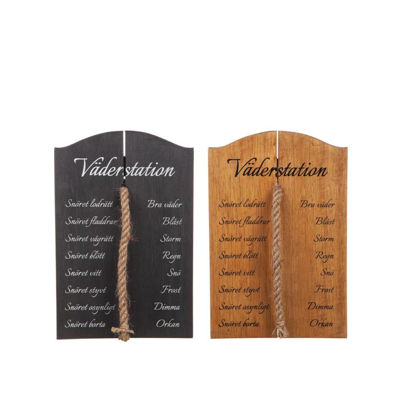 Tavla trä “Väderstation” med snöre 17x26 cm