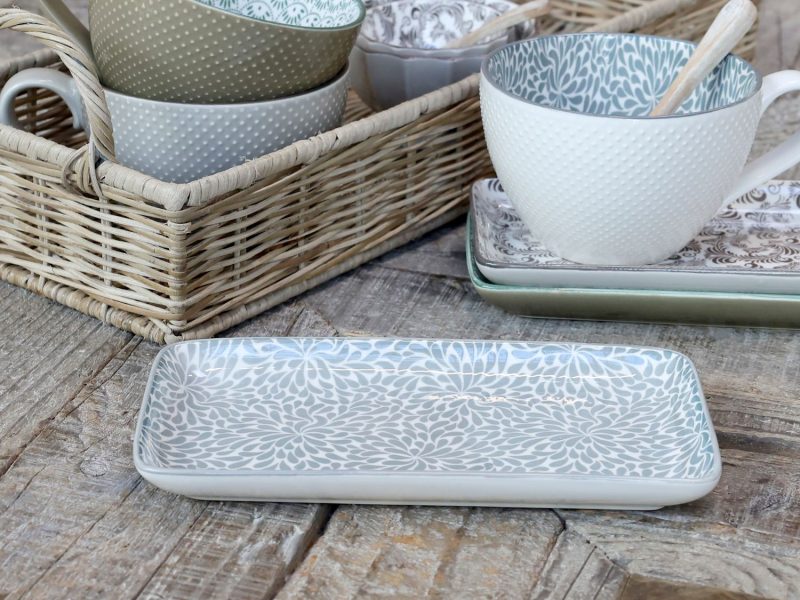 Tallrik Arés avlång fransk grå Chic Antique
