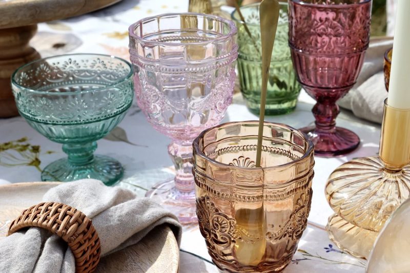Saint-Émilion Glas på fot 6-pack med mönster olika färger