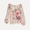 Knot Linen Shirt Flowery Attitude, Sand - Reunion Home