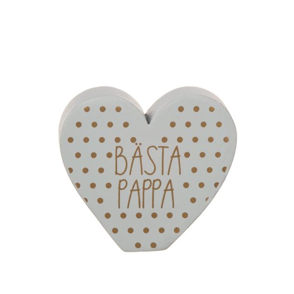 Farsdag stående hjärta m texten Bästa Pappa Grå m prickar