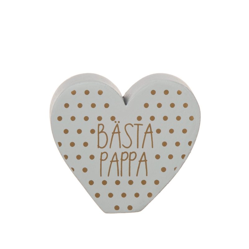 Farsdag stående hjärta m texten Bästa Pappa Grå m prickar